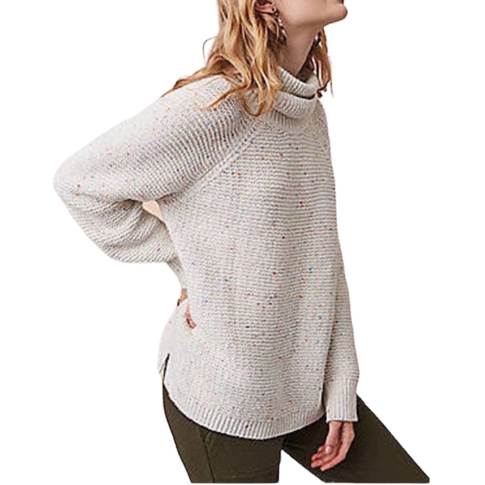 LOU & GREY Rainbow Chip Funfetti Sweater Cream Ivory Multi Size M
